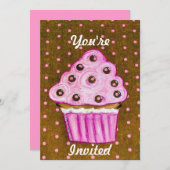 Invitation Vous êtes invité à déguster des gâteaux roses (Devant / Derrière)