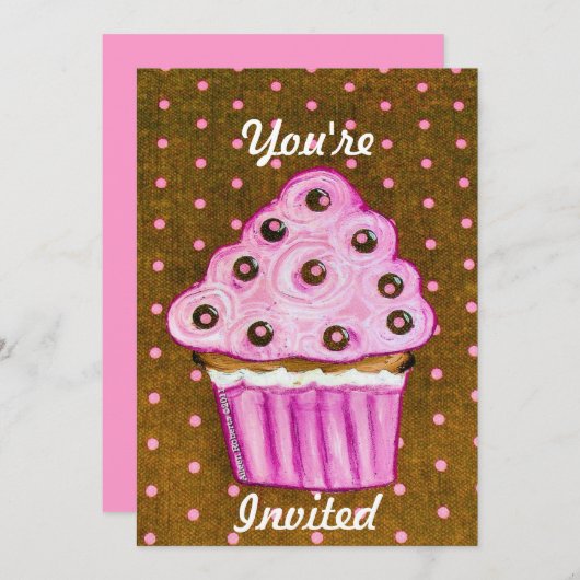 Invitation Vous êtes invité à déguster des gâteaux roses (Devant / Derrière)