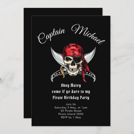 Invitation Vous êtes invité à une aventure pirate (Devant / Derrière)
