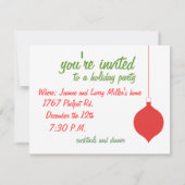 Invitation Vous êtes invité à une fête de vacances (Dos)