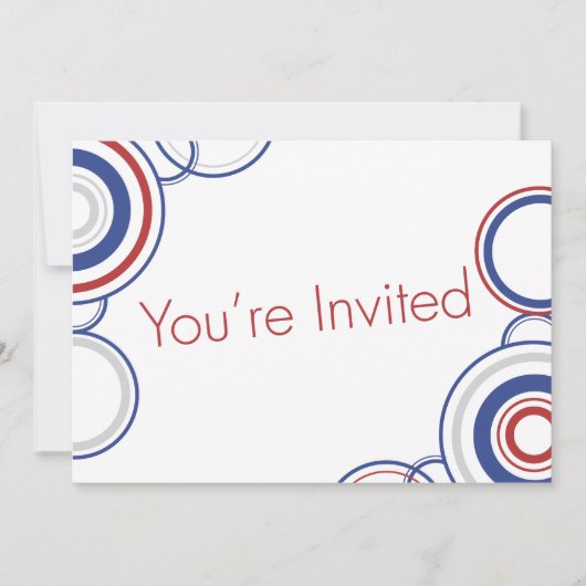 Invitation Vous êtes invité - Cercles bleus et rouges (Devant)