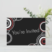 Invitation Vous êtes invité - Cercles noirs et rouges (Debout devant)