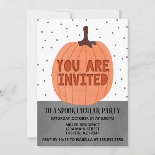 Invitation Vous êtes Invité Citrouille moderne Halloween (Devant)