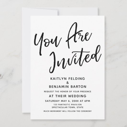 Invitation "Vous êtes invité" Décontracté Mariage de script m (Devant)