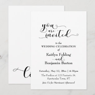 Invitation "Vous êtes invité" Élégante calligraphie noir blan