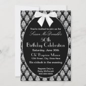 Invitation Vous êtes invité, Modèle Damas blanc/noir, ovale (Dos)