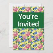 Invitation "Vous êtes invité" preppy chinoiserie floral (Devant)