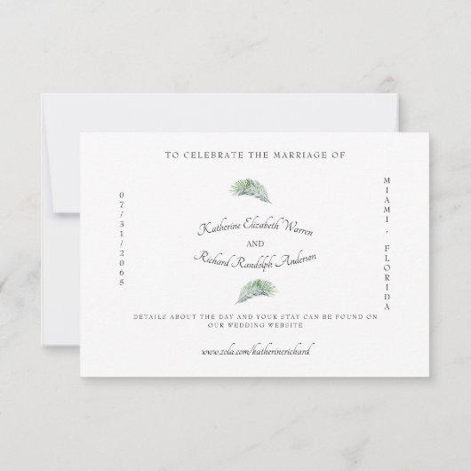 Invitation Vous êtes invité Simple Tropical Mariage Website (Dos)