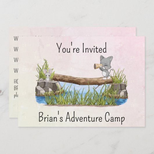 Invitation Vous êtes Invited Adventure Camp Seven Line Custom (Devant / Derrière)