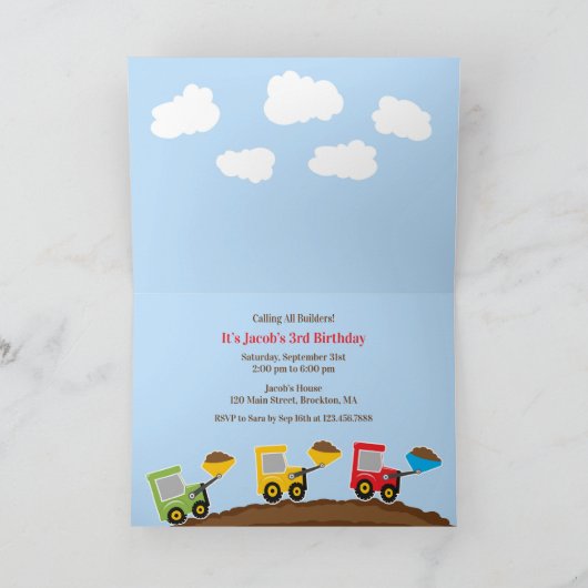 Invitation Vous êtes Invited Constructions Camion de vidage (Intérieur)