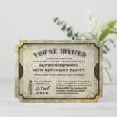 Invitation Vous êtes Invited Gold Antique Ticket Anniversaire (Debout devant)