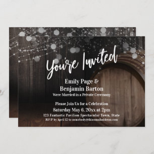 Invitation Vous êtes Invited Wood Barrel and Lights Reception