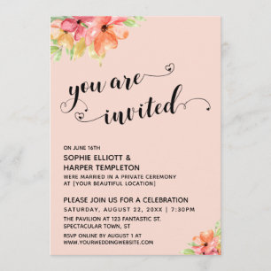 Invitation Vous êtes invités Coeurs de Script Fleurs Rougesis