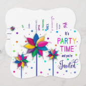 Invitation Vous êtes invités, Éoliennes, Coloré (Devant / Derrière)