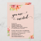 Invitation Vous êtes invités Hearts Script Blush Florals (Devant / Derrière)