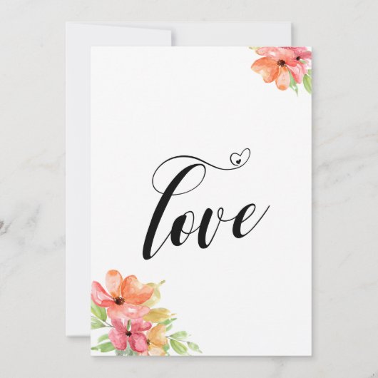 Invitation Vous êtes invités Hearts Script Boho Florals (Dos)