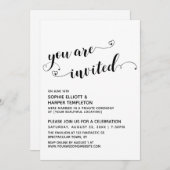 Invitation Vous êtes invités, réception avec texte "Cœurs" un (Devant / Derrière)