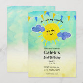 Invitation Vous êtes mon anniversaire jaune soleil et bleu (Devant / Derrière)