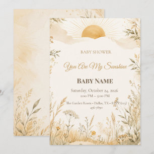 Invitation Vous êtes mon soleil Baby Shower Minimal Boho