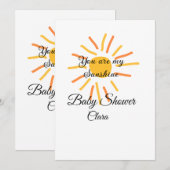 Invitation vous êtes mon soleil jaune rayons de soleil orange (Devant / Derrière)