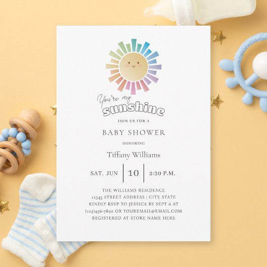 Invitation Vous êtes mon Sunshine Baby shower neutre pour le 