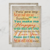 Invitation Vous êtes mon Sunshine Orange/Turquoise/Crème (Devant / Derrière)