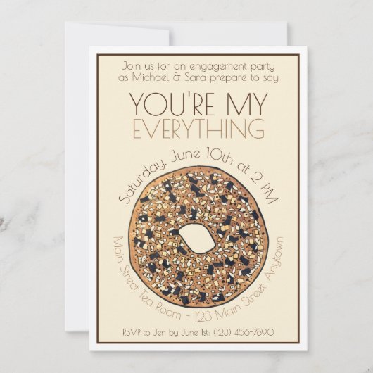 Invitation Vous êtes mon tout Bagel Mariage Fiançailles (Devant)