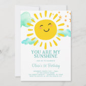 Invitation Vous êtes My Sunshine 1ère fête d'anniversaire (Devant)