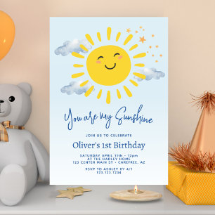 Invitation Vous êtes My Sunshine Boy 1ère fête d'anniversaire