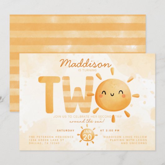 Invitation Vous êtes My Sunshine en train de tourner deux fêt (Devant / Derrière)