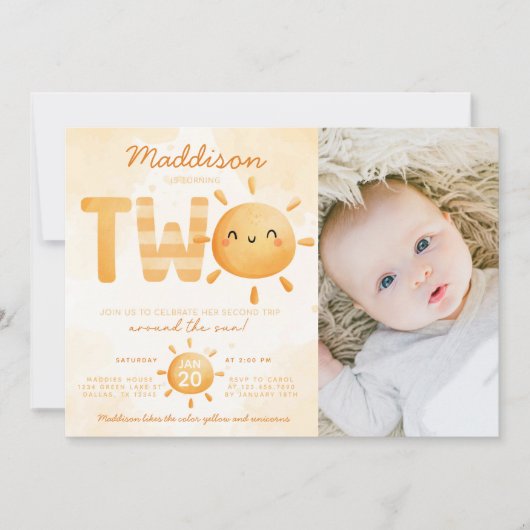 Invitation Vous êtes My Sunshine en train de tourner deux fêt (Devant)