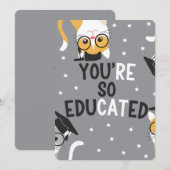 Invitation Vous êtes si instruit Drôle de chat diplômé (Devant / Derrière)