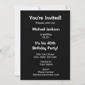 Invitation Vous êtes un vieux Noir 40e anniversaire Invitatio (Dos)