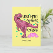 Invitation Vous faites mon coeur Saur Dinosaur Saint Valentin (Debout devant)