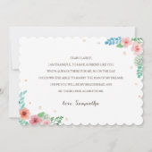 Invitation Vous serez ma dame de honneur, fleurs d'aquarelle (Dos)