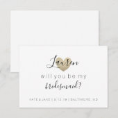 Invitation Vous serez ma demoiselle d'honneur - l'or ouvrier (Devant / Derrière)