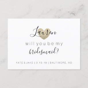 Invitation Vous serez ma demoiselle d'honneur - l'or ouvrier