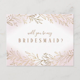 Invitation Vous serez ma demoiselle d'honneur rougissez or