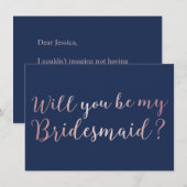 Invitation Vous serez ma marine rose de manuscrits d'or de (Devant / Derrière)