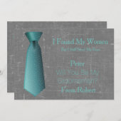 Invitation Vous serez mon Groomsman Teal et cravate blanche (Devant / Derrière)