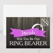 Invitation Vous serez notre porteur d'alliances en bois (Devant / Derrière)