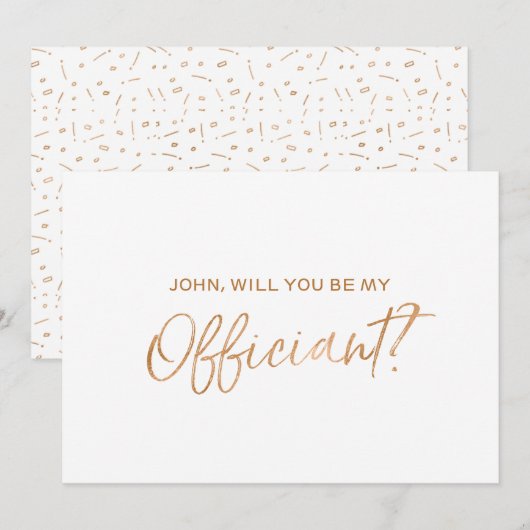 Invitation "Vous serez notre" rose officiant d'or de | marqué (Devant / Derrière)