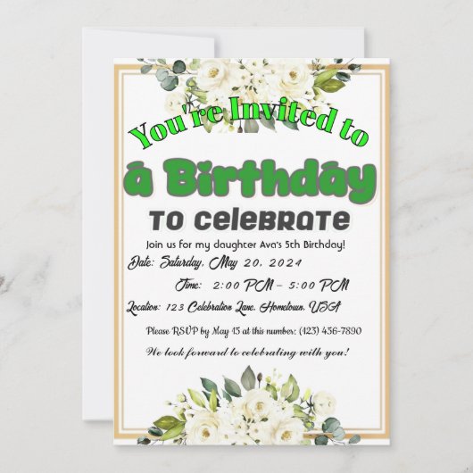 Invitation Vous souhaite une année pleine de joie ! (Devant)