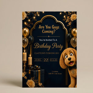 Invitation Vous Venez les Gars? Anniversaire de Chien Drôle