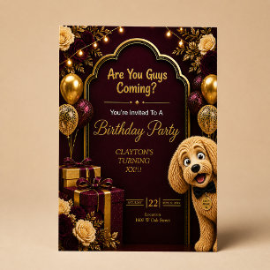 Invitation Vous Venez les Gars? Anniversaire Drôle de Chien