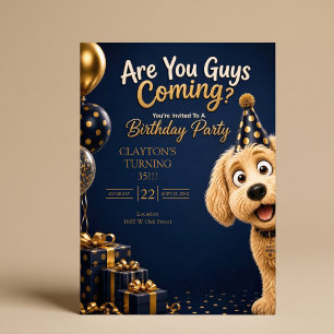 Invitation Vous Venez les Gars? Anniversaire Drôle de Chien B
