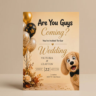 Invitation Vous Venez, Les Gars ? Chien Drôle Mariage d'Autom