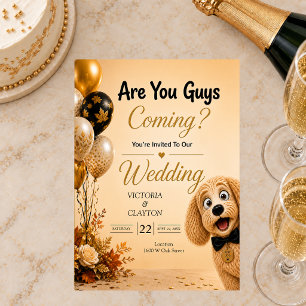 Invitation Vous Venez, Les Gars ? Chien Drôle Mariage D'autom