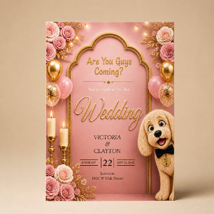 Invitation Vous Venez Les Gars? Chien Drôle Rose Pâle Mariage