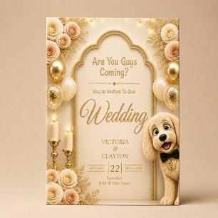 Invitation Vous Venez, Les Gars ? Drôle de Chien Crème Mariag
